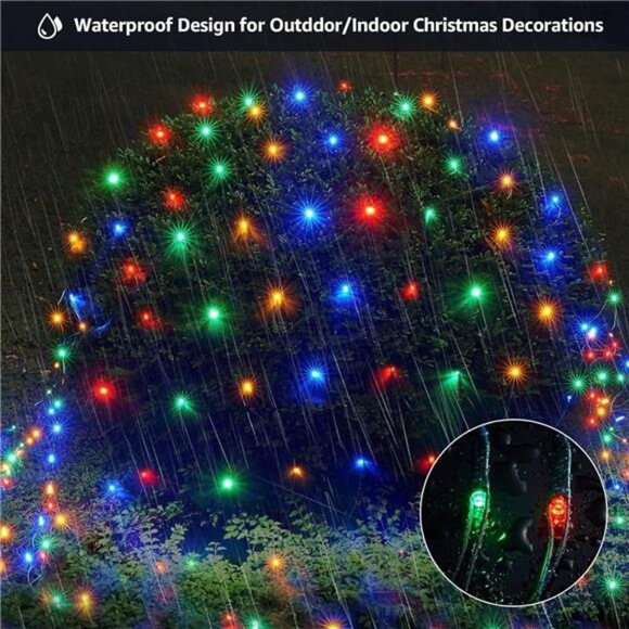 Christmas Net Lights, 360 LEDs 9.8ft x 6.6ft Multicolor Outdoor Christmas Decor - Picture 4 of 6